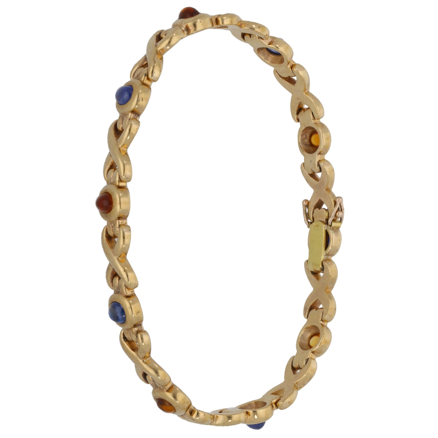 9ct Gold Sapphire & Citrine Fancy Stone Set Bracelet