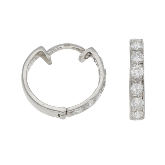 18ct White Gold Cubic Zirconia Hoop Earrings