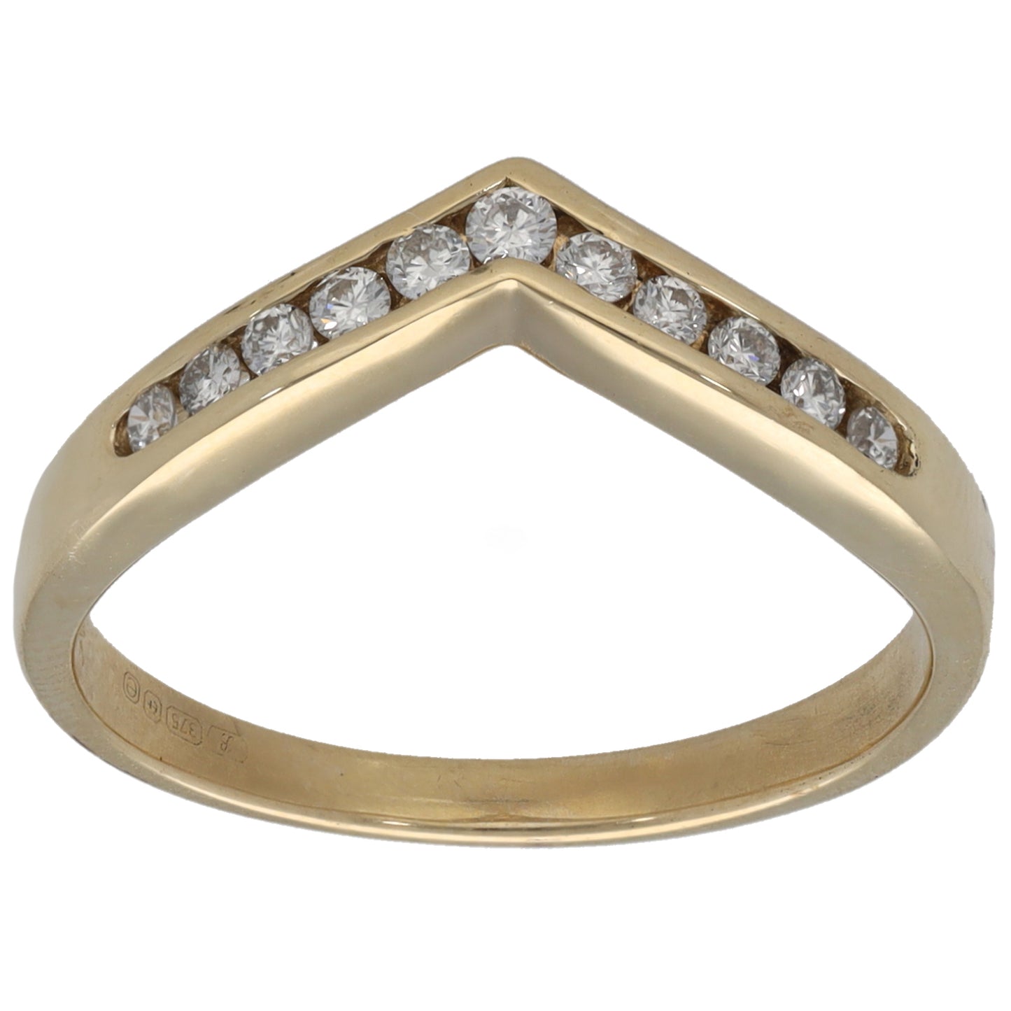 9ct Gold 0.22ct Diamond Wishbone Ring Size M