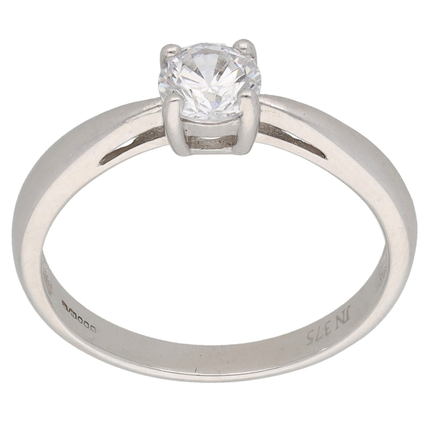 9ct White Gold Cubic Zirconia Single Stone Ring Size N