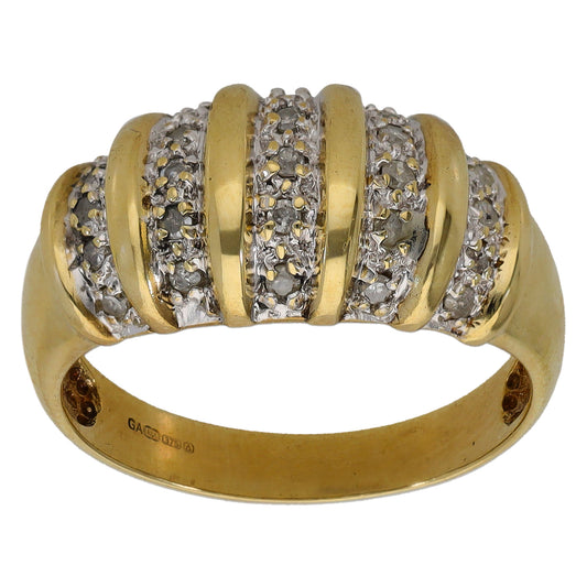 9ct Gold 0.125ct Diamond Dress/Cocktail Ring Size O