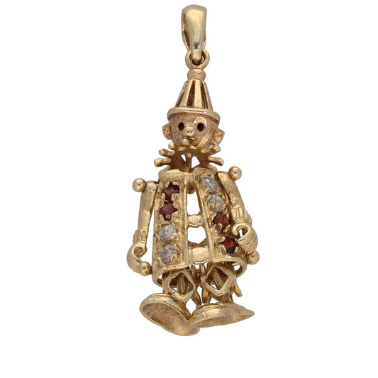9ct Gold Garnet & Cubic Zirconia Clown Pendant