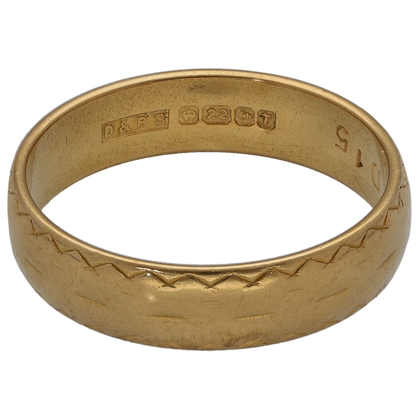 22ct Gold Patterned Wedding Ring Size R