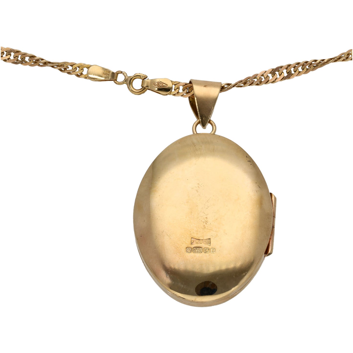 9ct Gold Patterned Locket Pendant With Chain