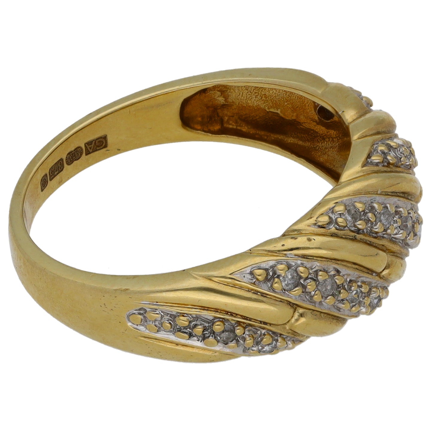 9ct Gold 0.20ct Diamond Half Eternity Ring Size O