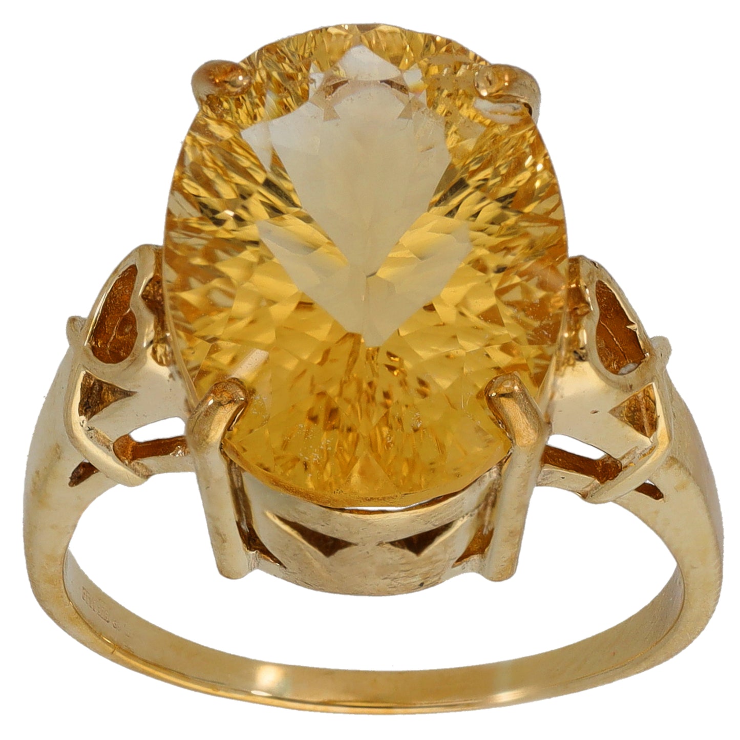 9ct Gold Citrine Single Stone Ring Size S