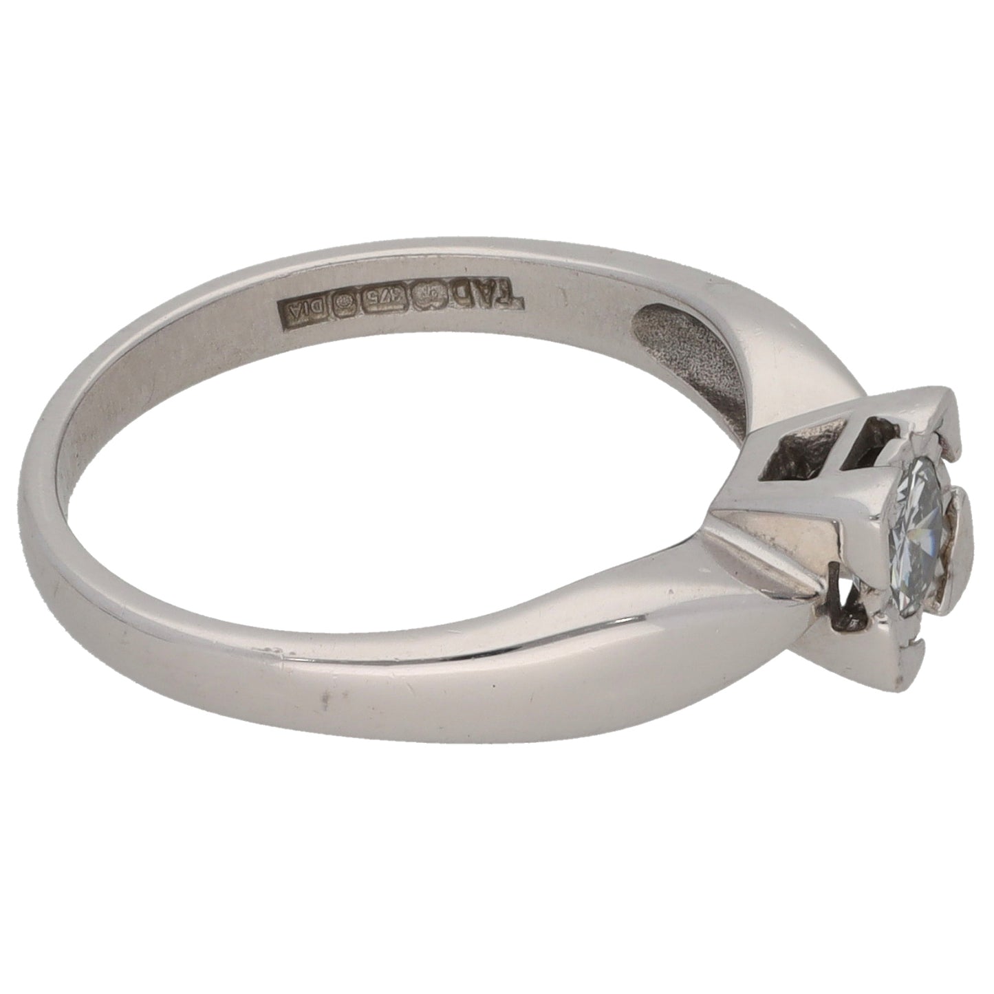 9ct White Gold 0.25ct Diamond Solitaire Ring Size L