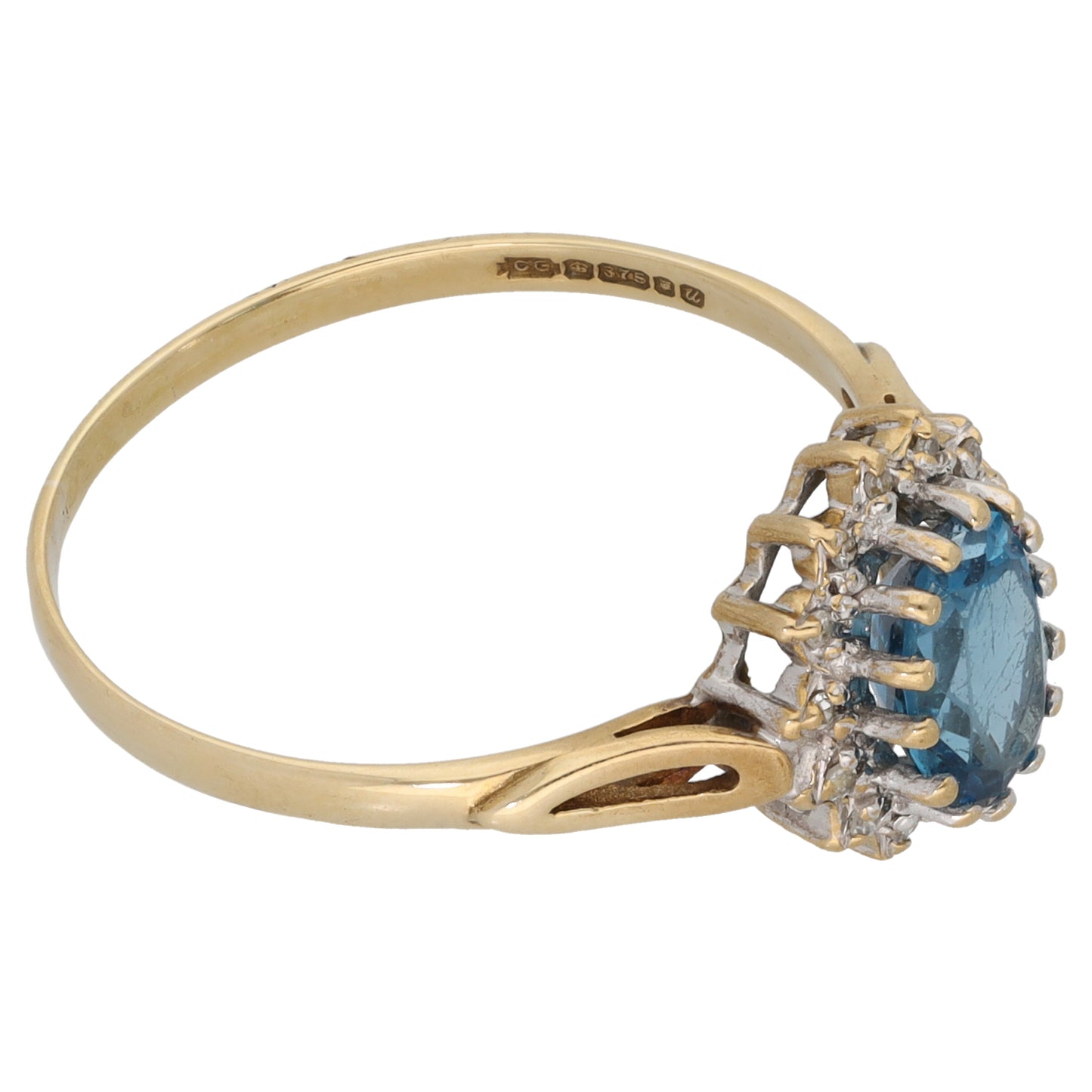 9ct Gold Topaz & 0.07ct Diamond Dress/Cocktail Ring Size V