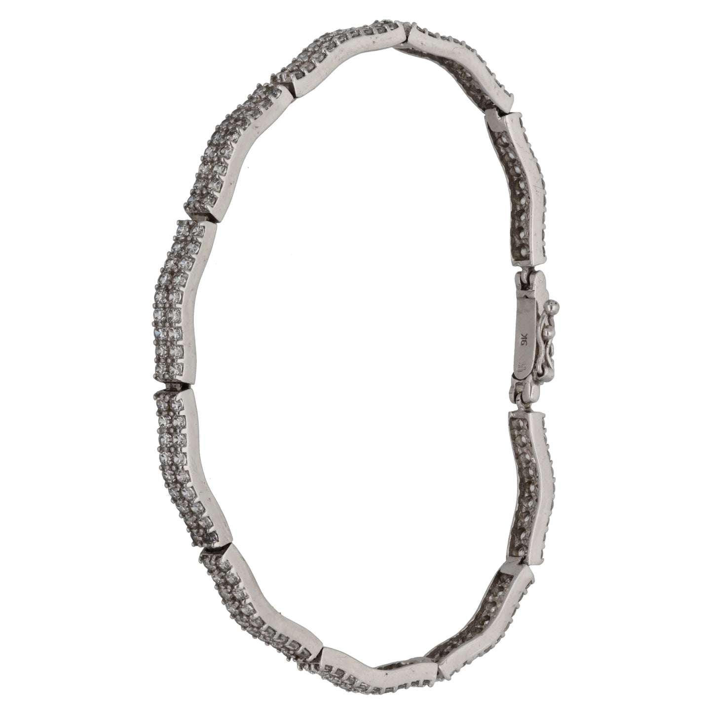 9ct White Gold Cubic Zirconia Fancy Stone Set Bracelet