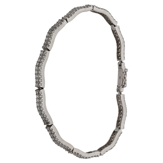 9ct White Gold Cubic Zirconia Fancy Stone Set Bracelet