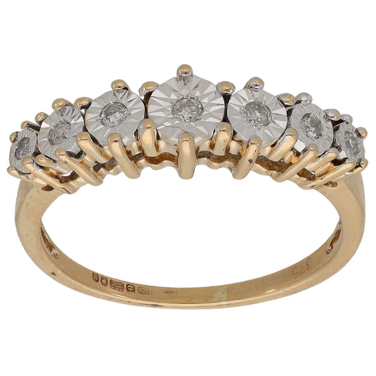 9ct Gold 0.06ct Diamond Half Eternity Ring Size K