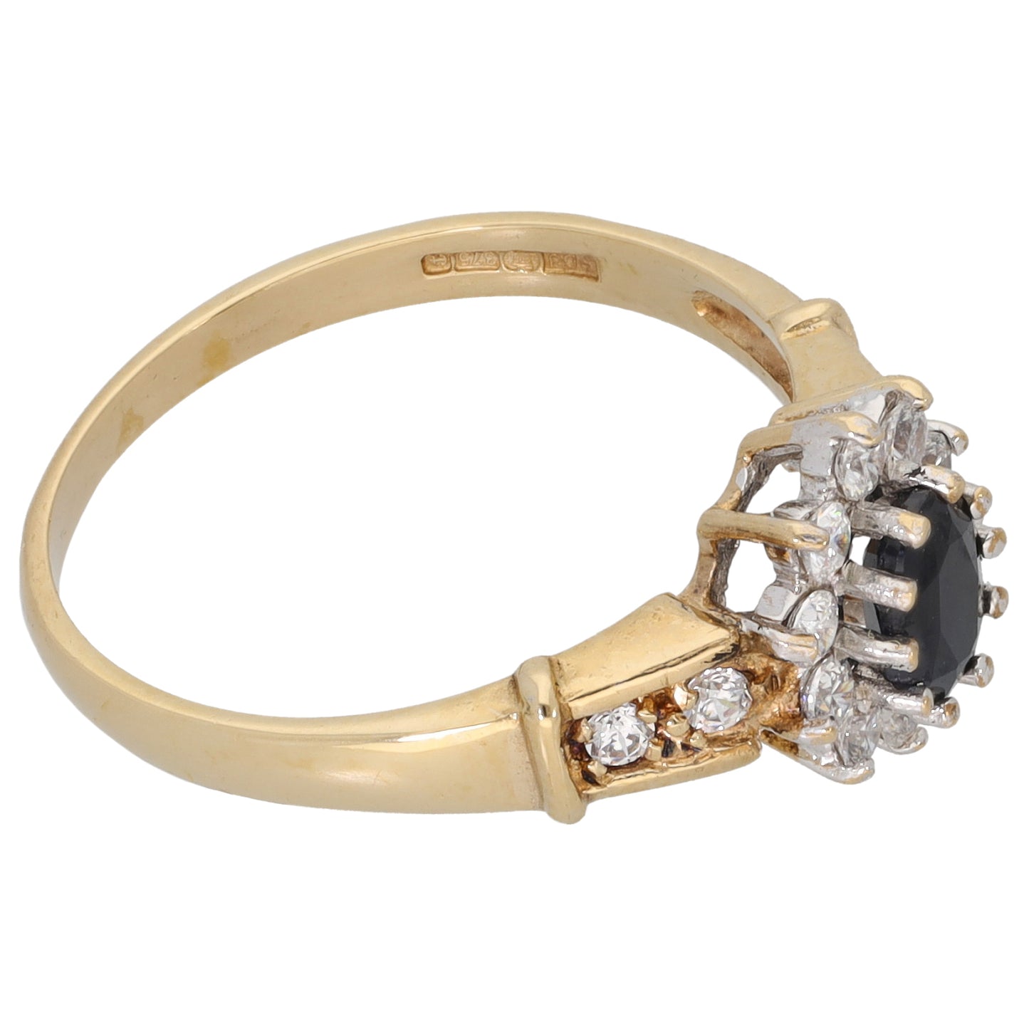 9ct Gold Sapphire & Cubic Zirconia Dress/Cocktail Ring Size P