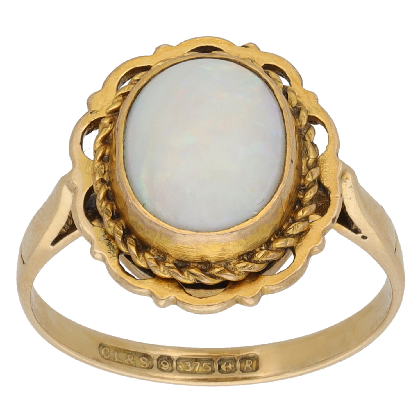 9ct Gold Opal Single Stone Ring Size K