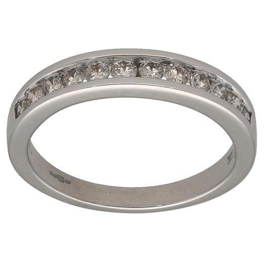 9ct White Gold 0.50ct Diamond Half Eternity Ring Size P