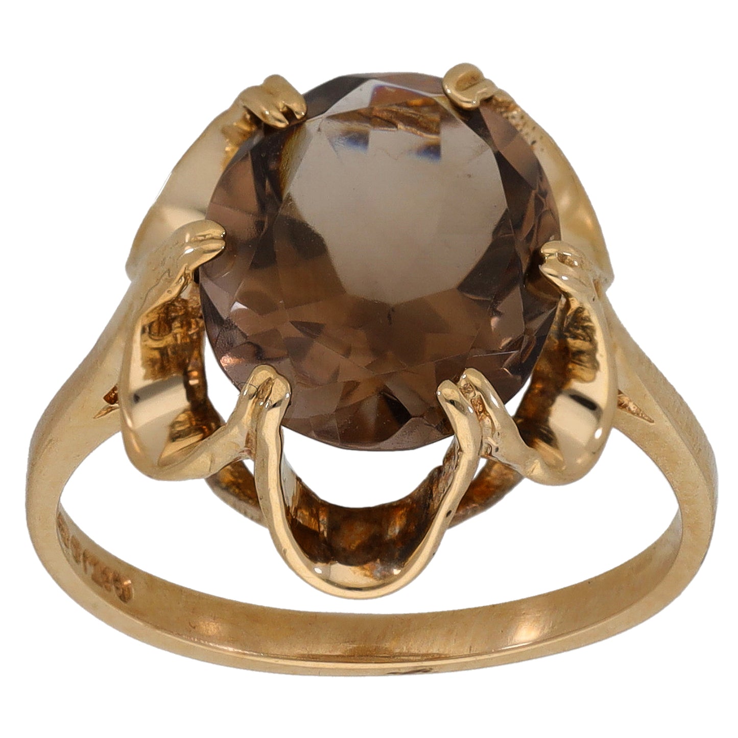9ct Gold Smoky Quartz Single Stone Ring Size N