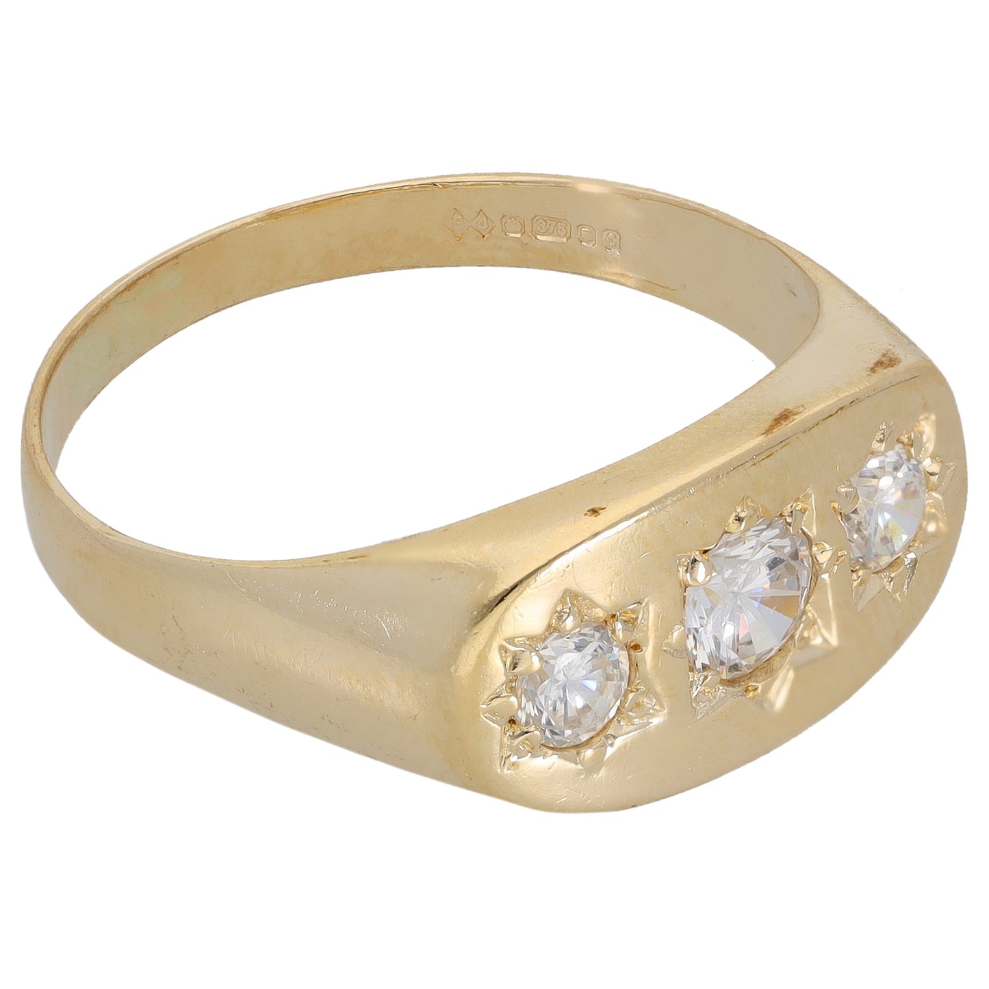 9ct Gold Cubic Zirconia Three Stone Ring Size W