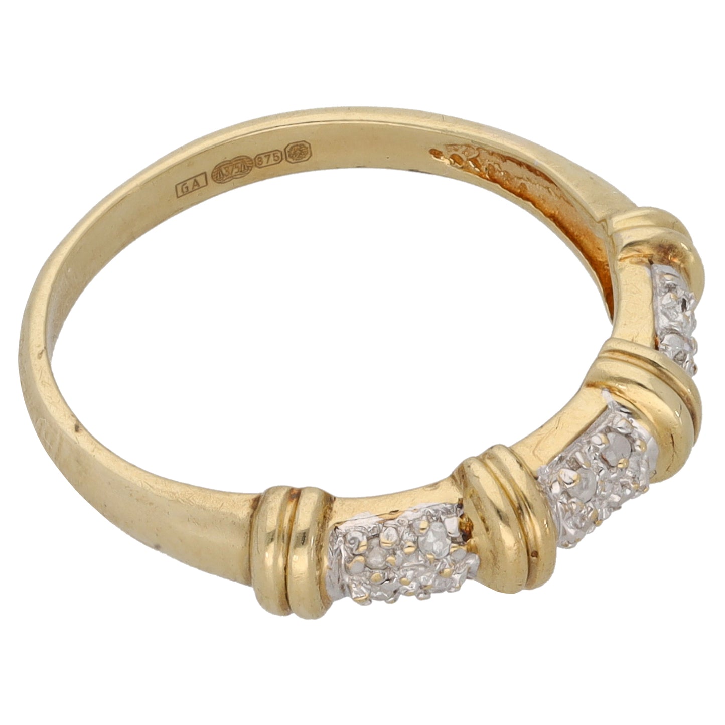 9ct Gold 0.06ct Diamond Half Eternity Ring Size M