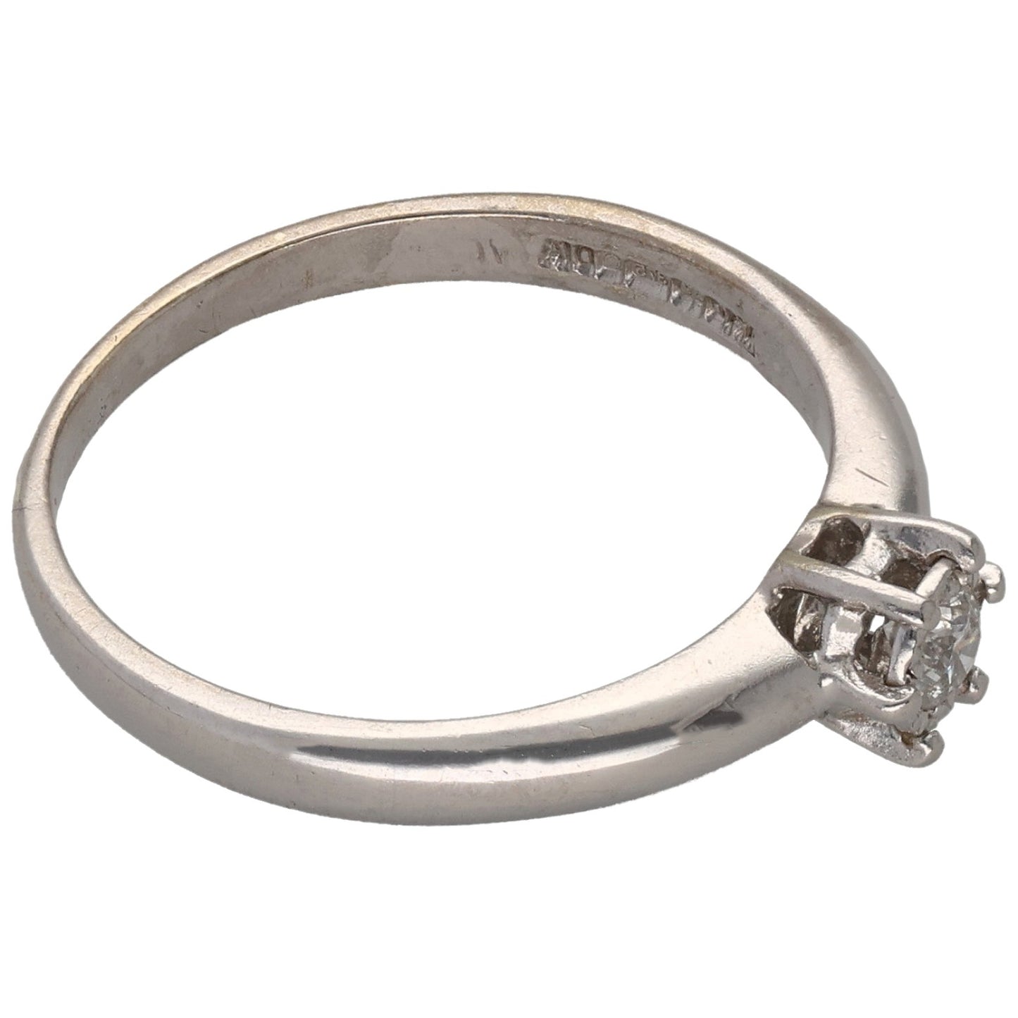 9ct White Gold 0.10ct Diamond Solitaire Ring Size N