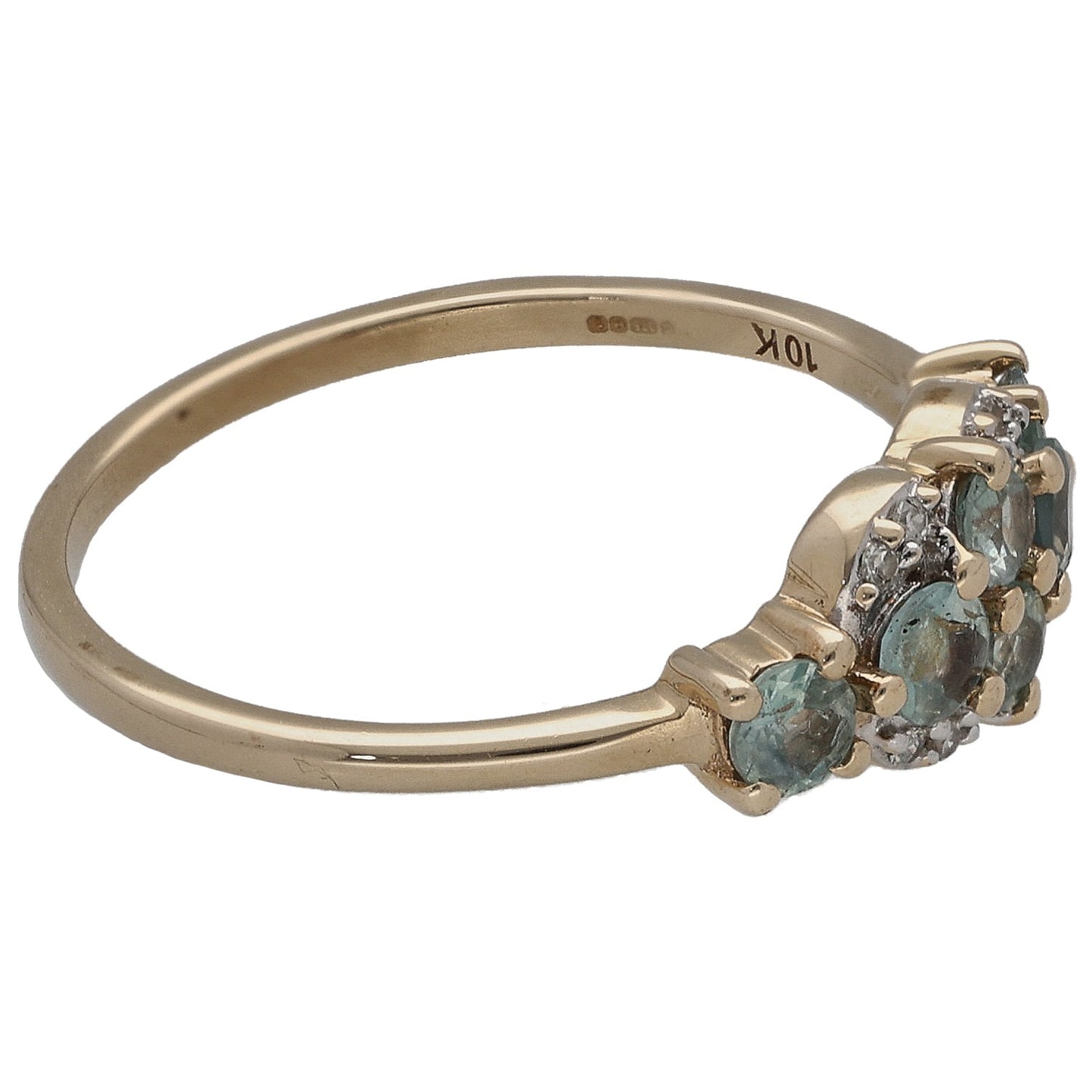 9ct Gold Chrysoberyl & 0.04ct Diamond Dress/Cocktail Ring Size N
