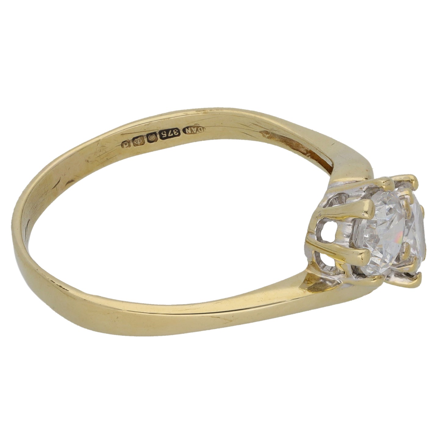 9ct Gold Cubic Zirconia Two Stone Ring Size S