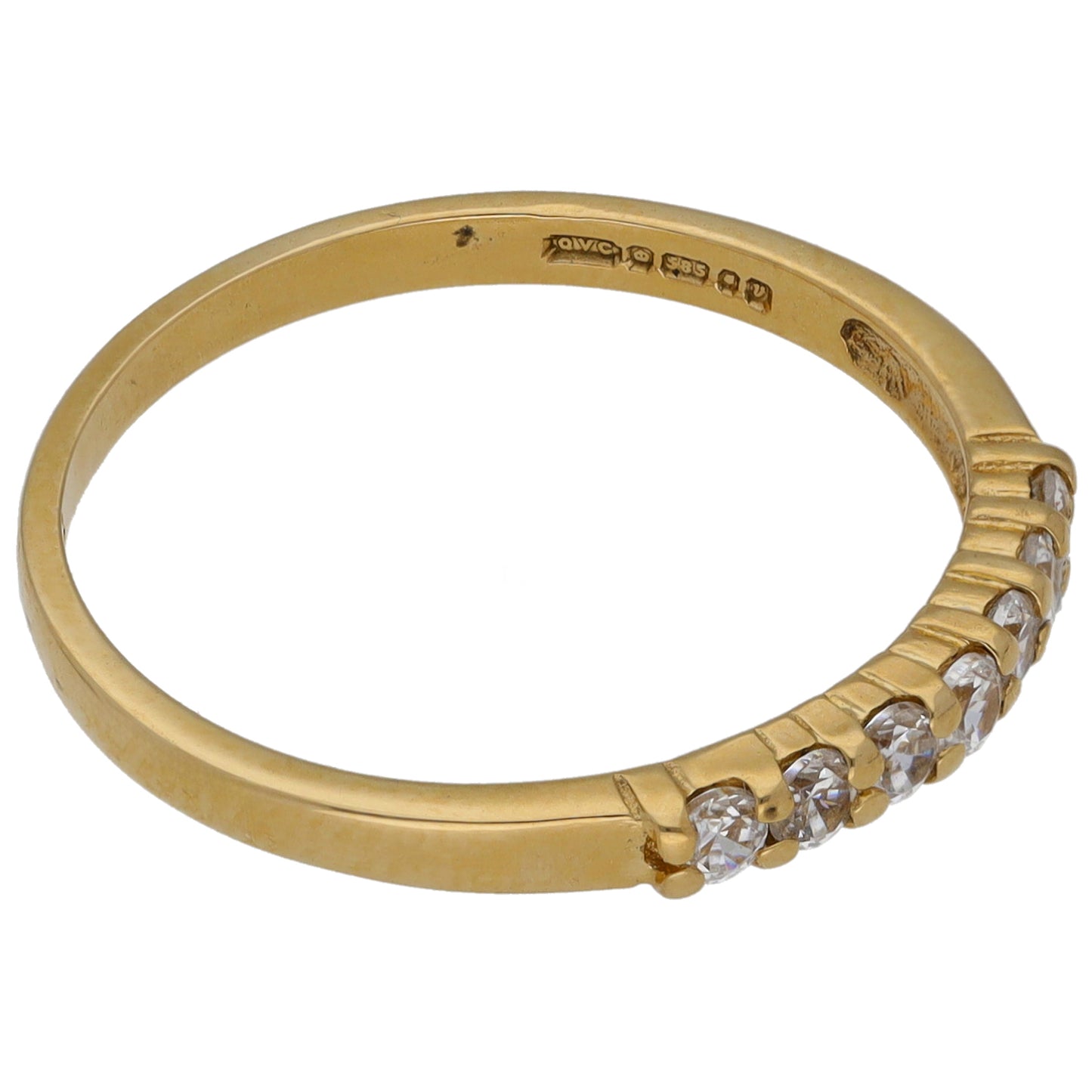 14ct Gold Cubic Zirconia Half Eternity Ring Size Q