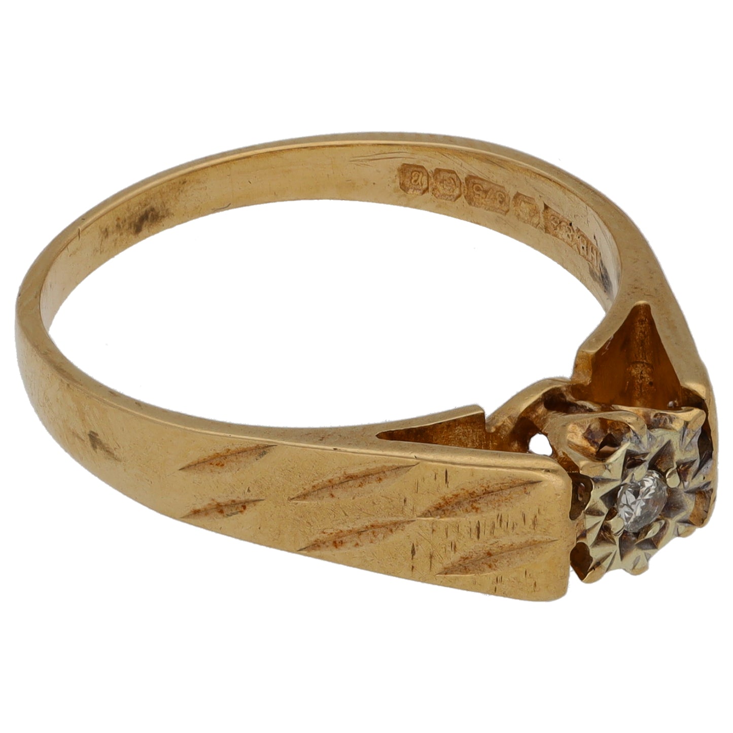 9ct Gold 0.02ct Diamond Solitaire Ring Size Q