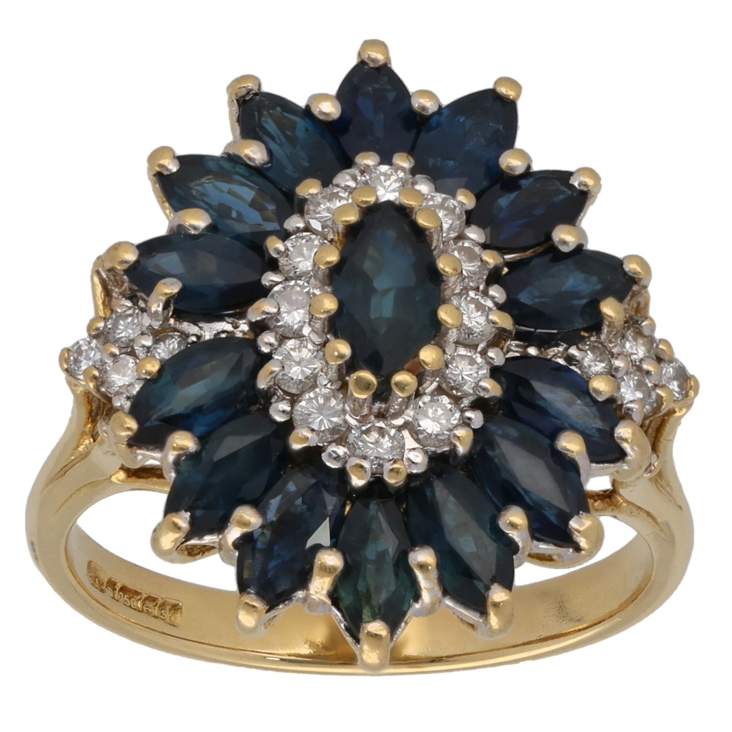 18ct White Gold 0.18ct Diamond & Sapphire Dress/Cocktail Ring Size O