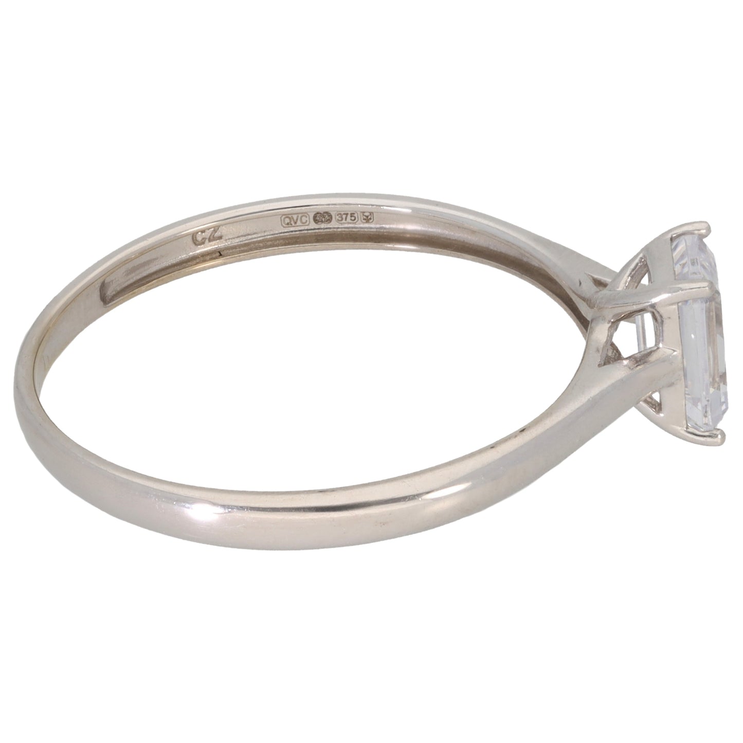 9ct White Gold Cubic Zirconia Single Stone Ring Size W