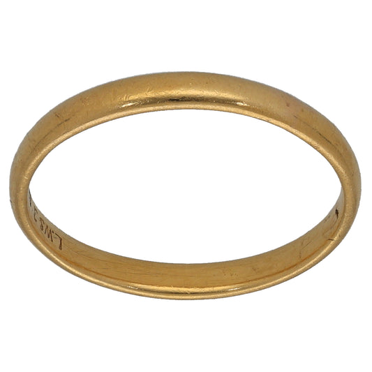 22ct Gold Plain Wedding Ring Size N