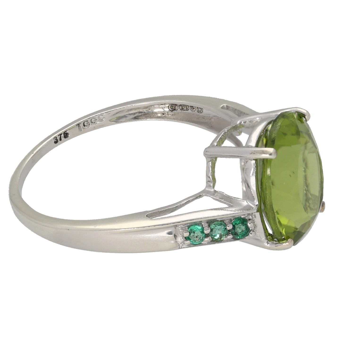 9ct Gold Peridot & Emerald Dress/Cocktail Ring Size N