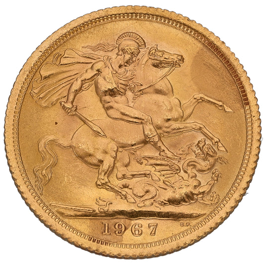 22ct Gold Queen Elizabeth II Full Sovereign Coin 1967
