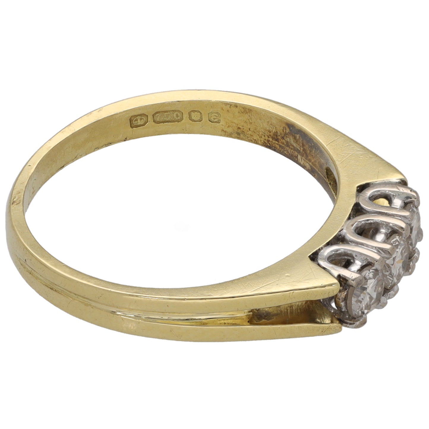 18ct Gold 0.30ct Diamond Trilogy Ring Size M