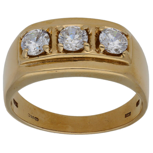 9ct Gold Cubic Zirconia Three Stone Ring Size X