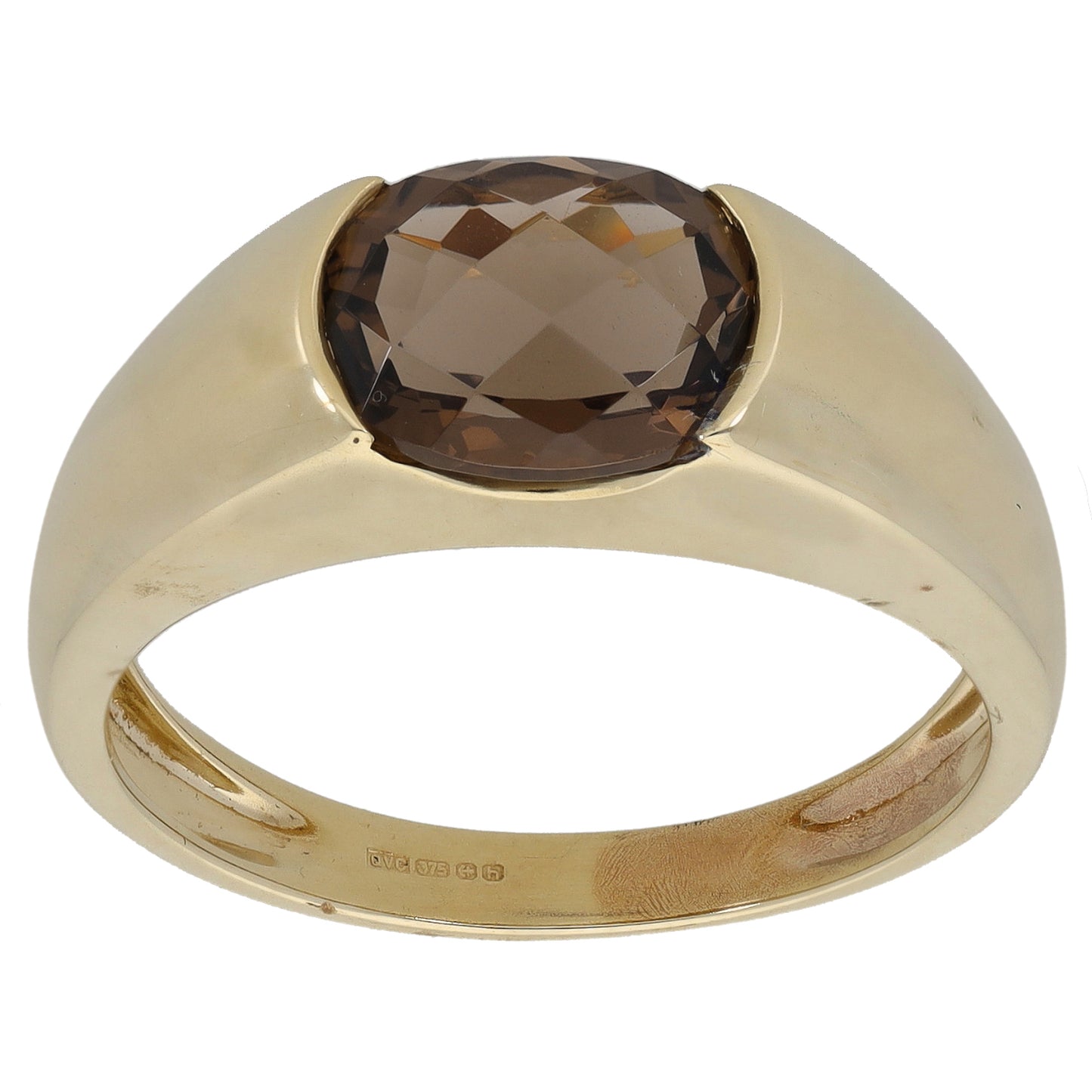 9ct Gold Smoky Quartz Single Stone Ring Size S