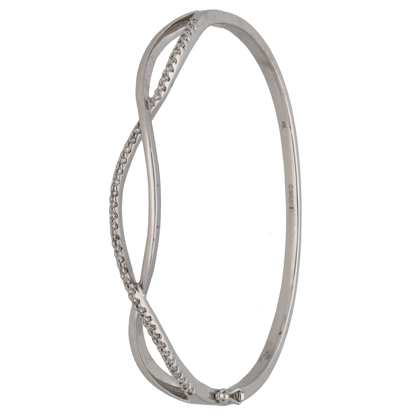 9ct White Gold 0.34ct Diamond Hinged/Clasp Bangle