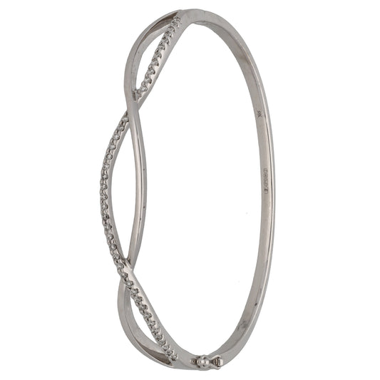 9ct White Gold 0.34ct Diamond Hinged/Clasp Bangle