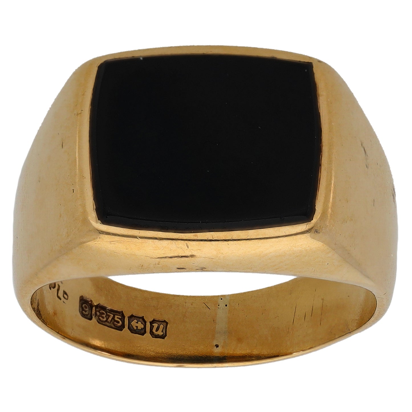 9ct Gold Onyx Single Stone Signet Ring Size P