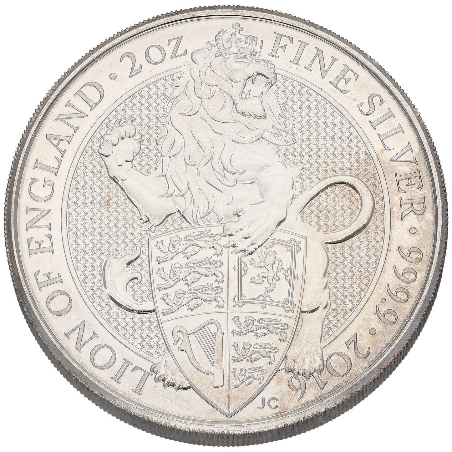 Fine Silver Lion Of England 2 OZ Coin 2016