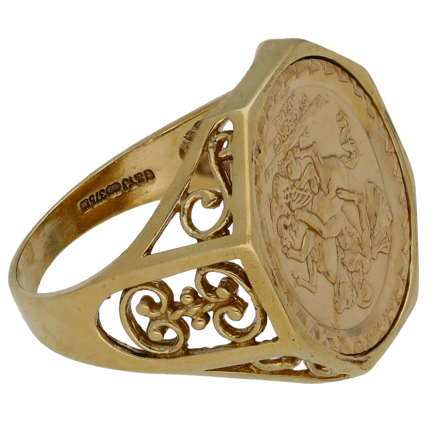 9ct Gold St George Ring Size O