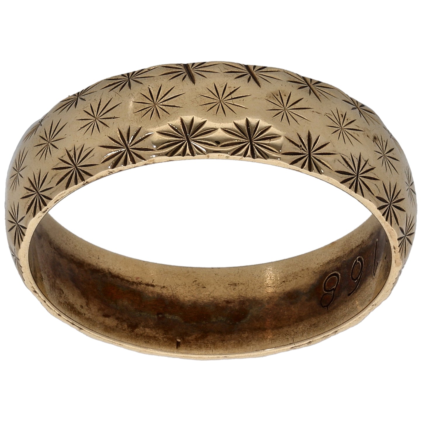 9ct Gold Patterned Wedding Ring Size P