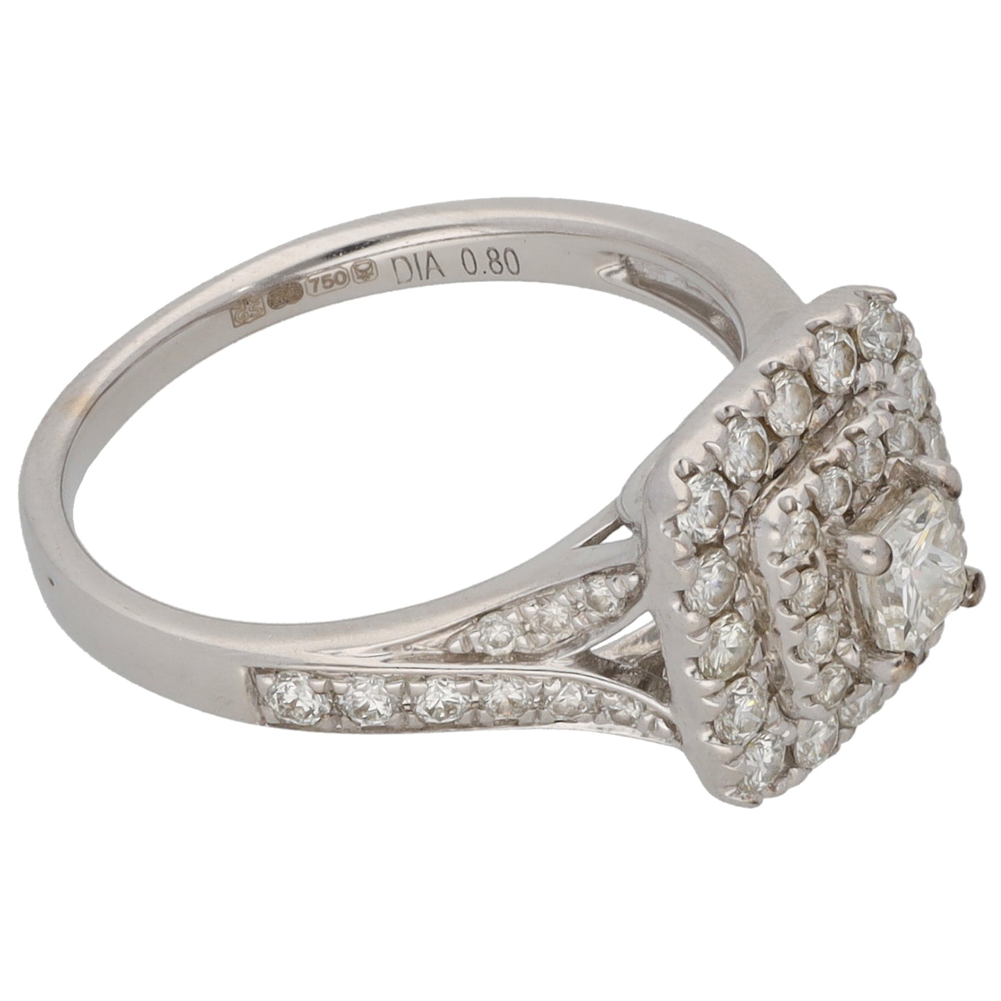 18ct White Gold 0.80ct Diamond Dress/Cocktail Ring Size L