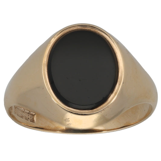 9ct Gold Onyx Single Stone Signet Ring Size V