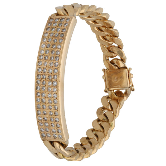 14ct Gold 2.52ct Diamond ID Bracelet