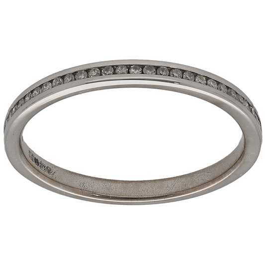 9ct White Gold 0.145ct Diamond Half Eternity Ring Size N