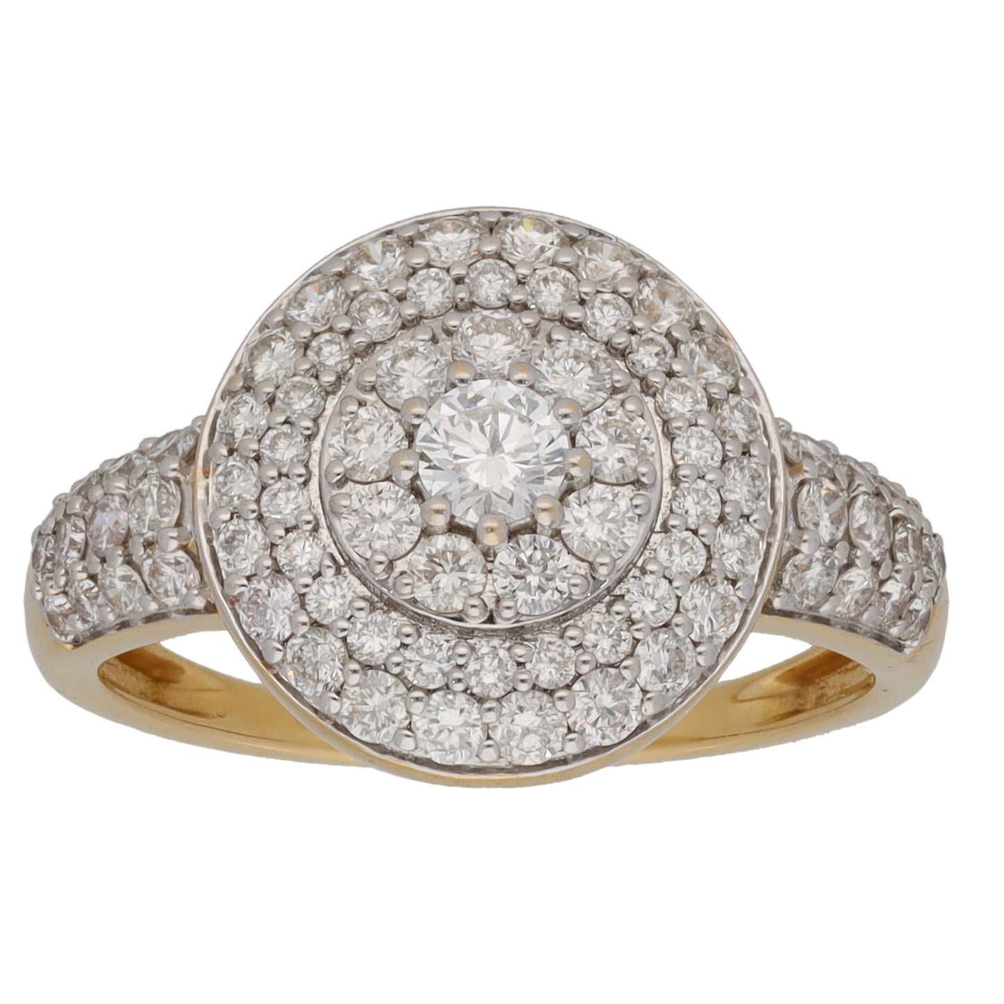 18ct Gold 2.13ct Diamond Cluster Ring Size N