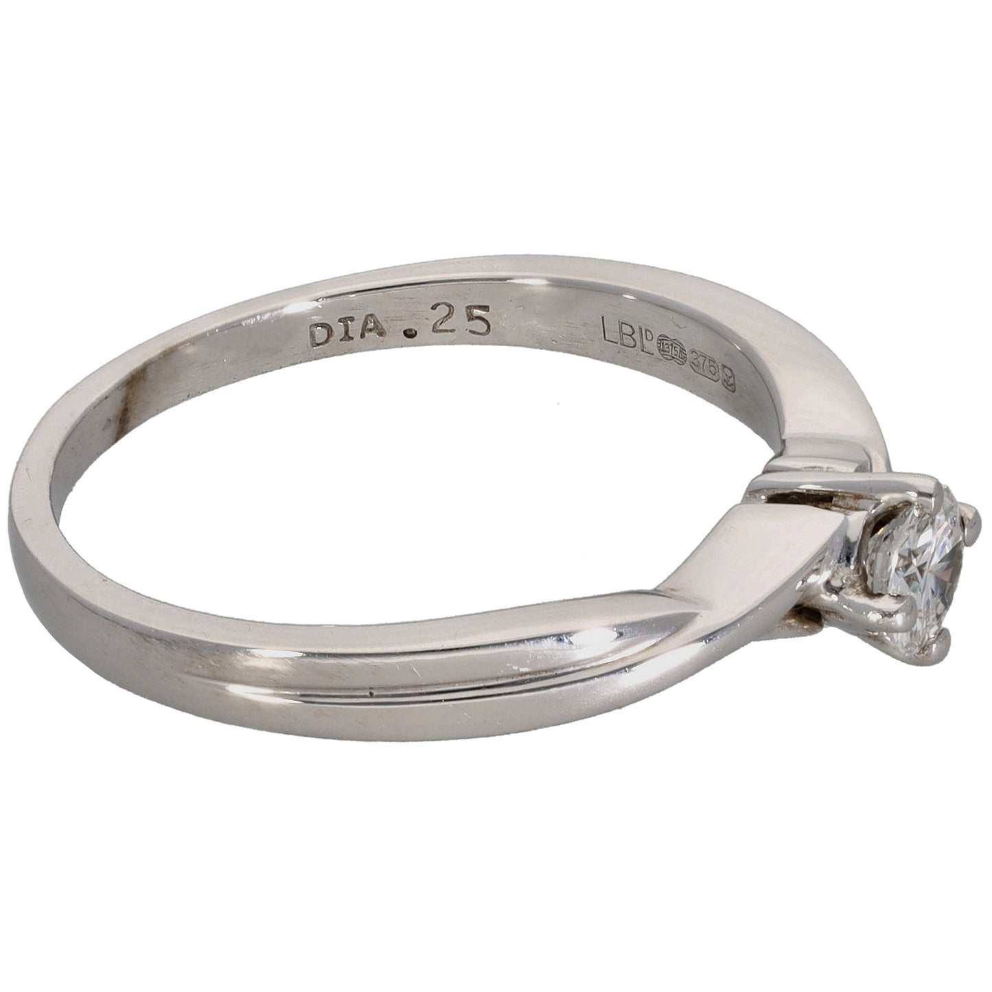 9ct White Gold 0.25ct Diamond Solitaire Ring Size P