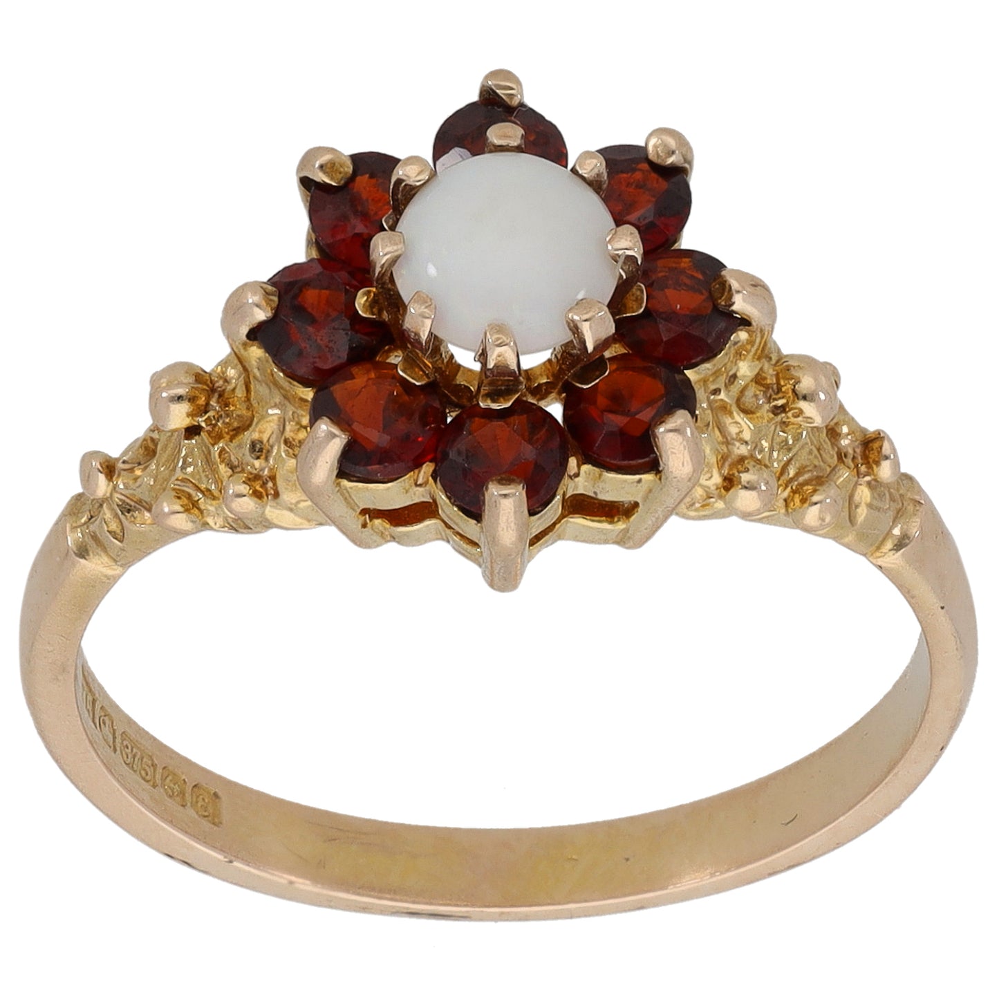 9ct Gold Garnet & Opal Dress/Cocktail Ring Size P