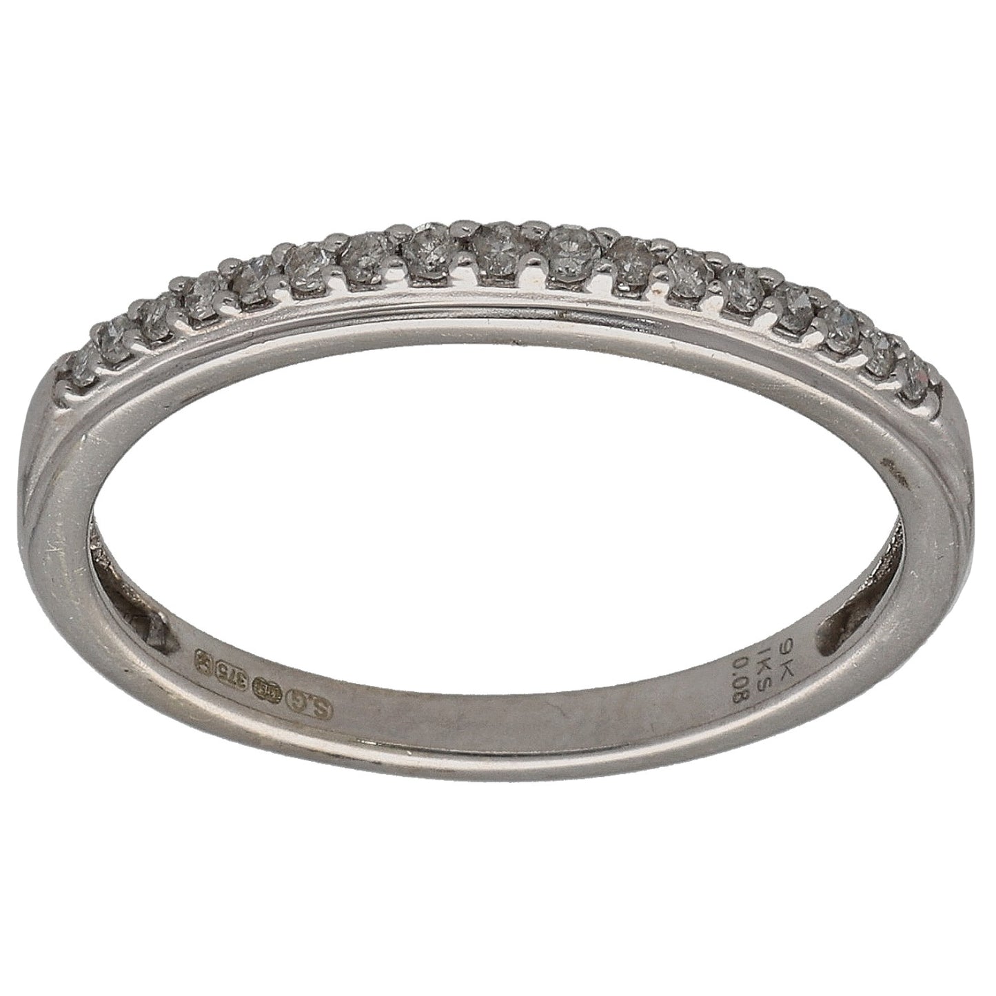 9ct White Gold 0.085ct Diamond Half Eternity Ring Size L
