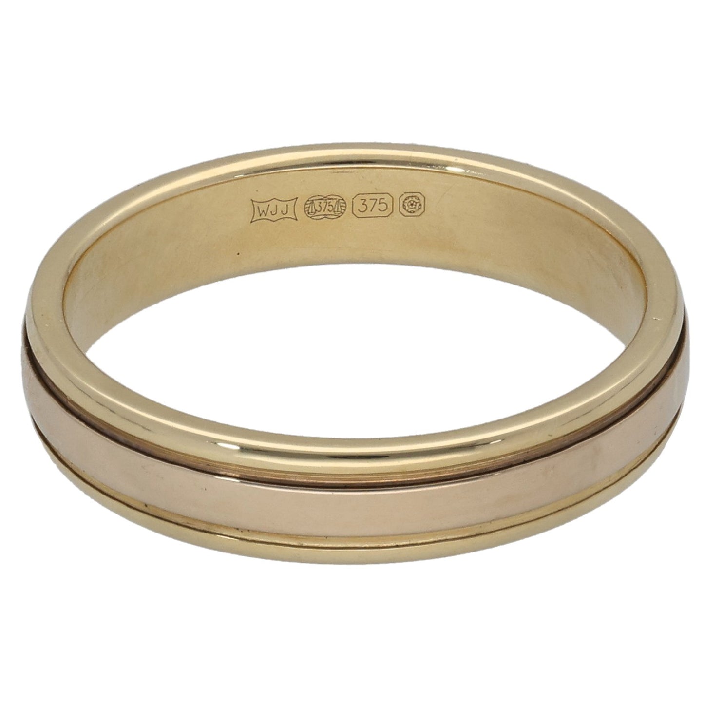 9ct Bicolour Gold Plain Wedding Ring Size N