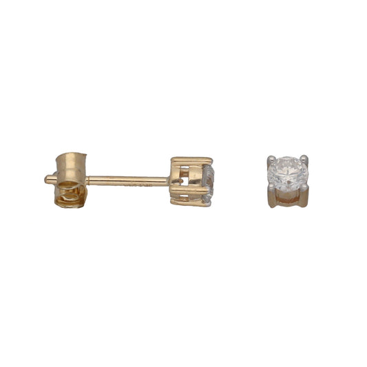 New 9ct Gold 0.25ct Diamond Solitaire Earrings